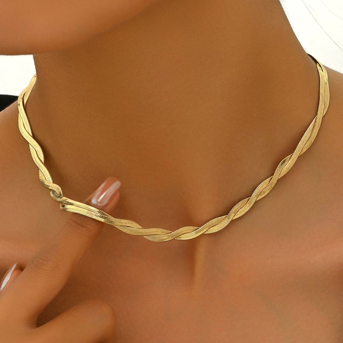 Lxalry Gold-Tone Double Layer Collarbone Necklace For Women 468656491