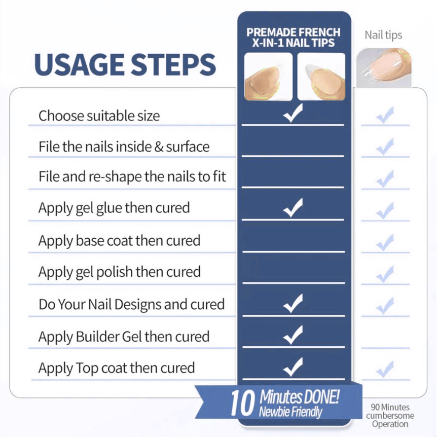 SheSlay Trio Flex Gel French Tip Nails Pre-Colored Press-On Nail Extensions 468651941