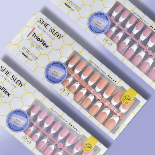 SheSlay Trio Flex Gel French Tip Nails Pre-Colored Press-On Nail Extensions 468651911