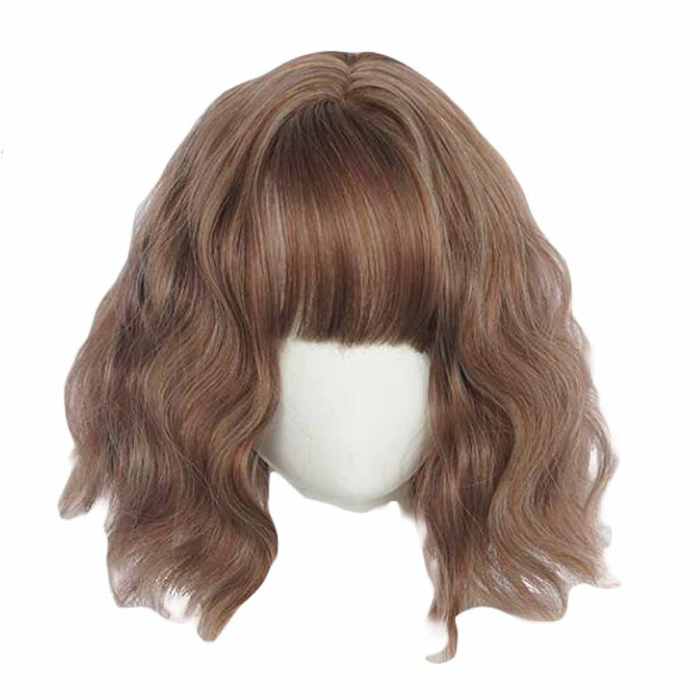 30 cm Brown Bob Short Curly Wave Synthetic Hair Wig 468729951