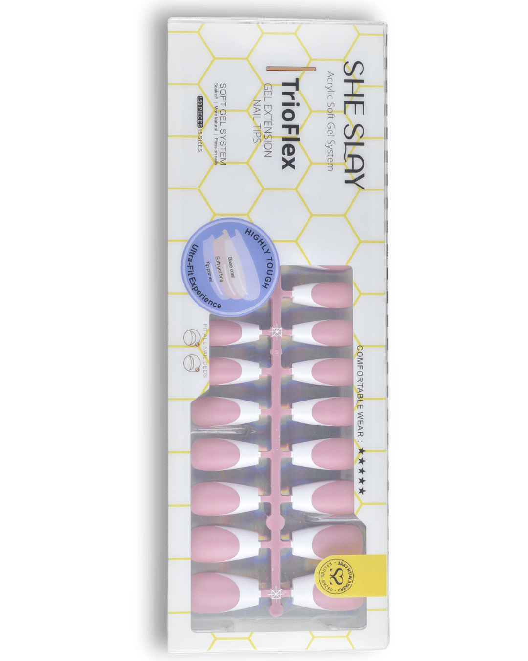 SheSlay Trio Flex Gel French Tip Nails Pre-Colored Press-On Nail Extensions 468652101