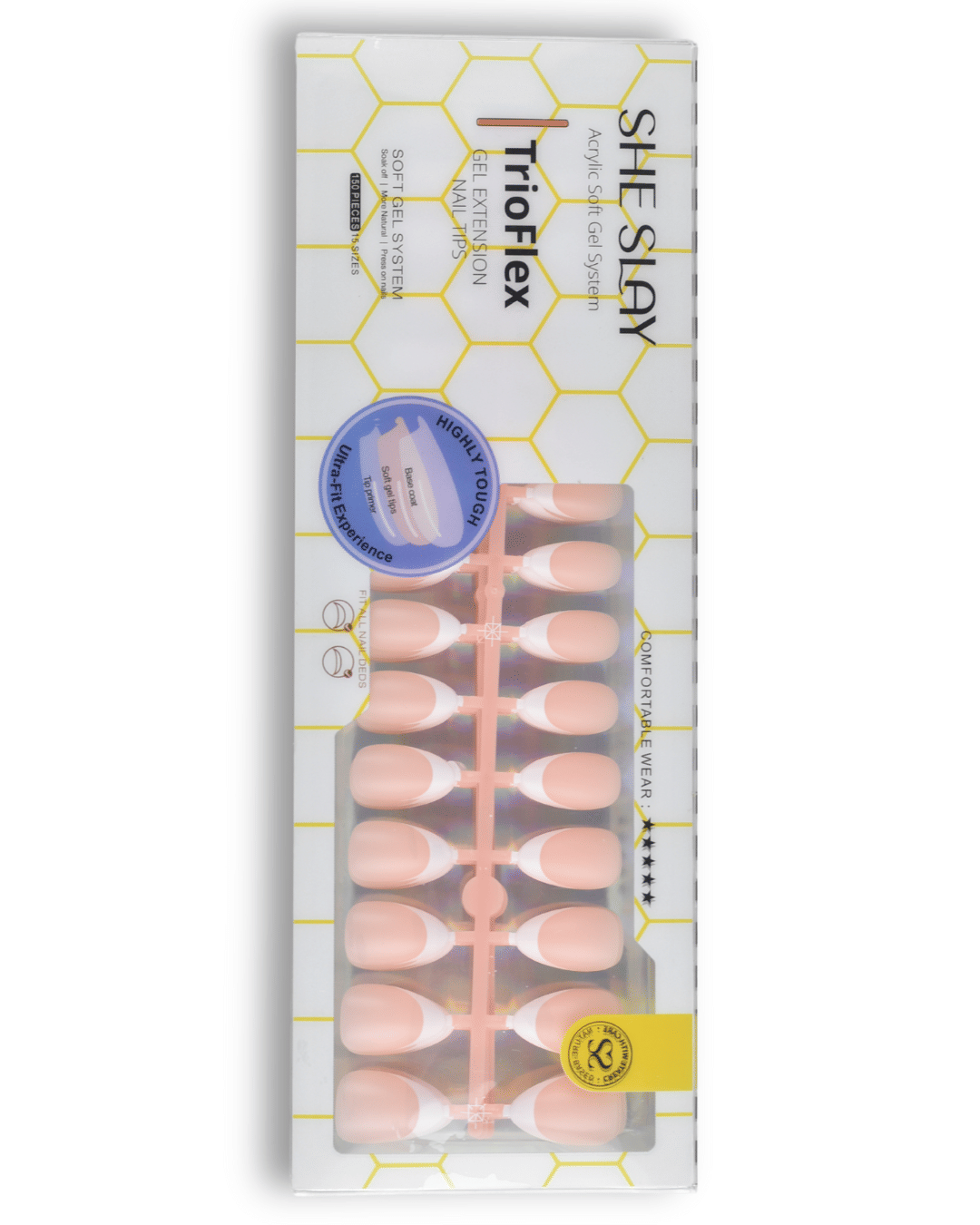 SheSlay Trio Flex Gel French Tip Nails Pre-Colored Press-On Nail Extensions 468652001