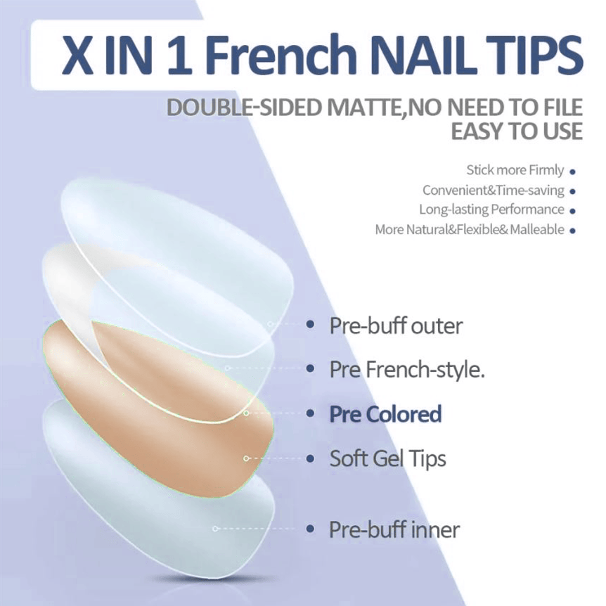 SheSlay Trio Flex Gel French Tip Nails Pre-Colored Press-On Nail Extensions 468651971