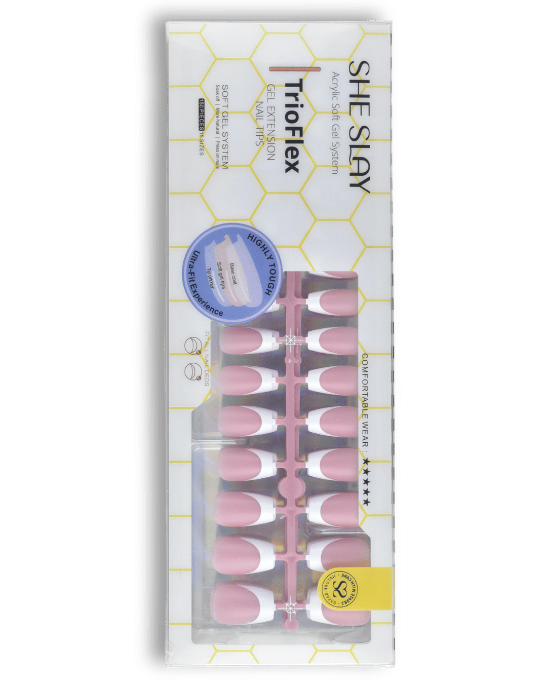 SheSlay Trio Flex Gel French Tip Nails Pre-Colored Press-On Nail Extensions 468651901