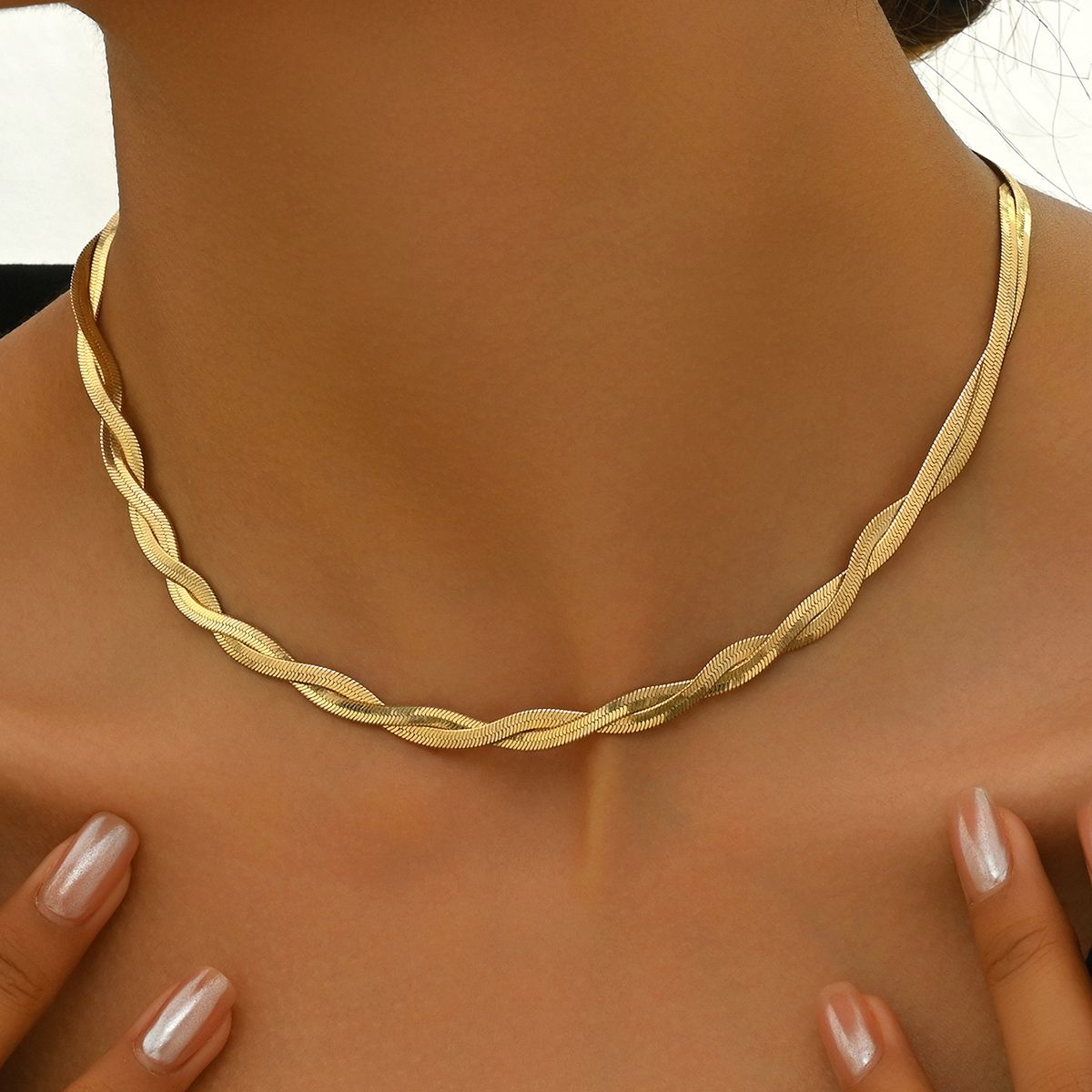 Lxalry Gold-Tone Double Layer Collarbone Necklace For Women 468656471
